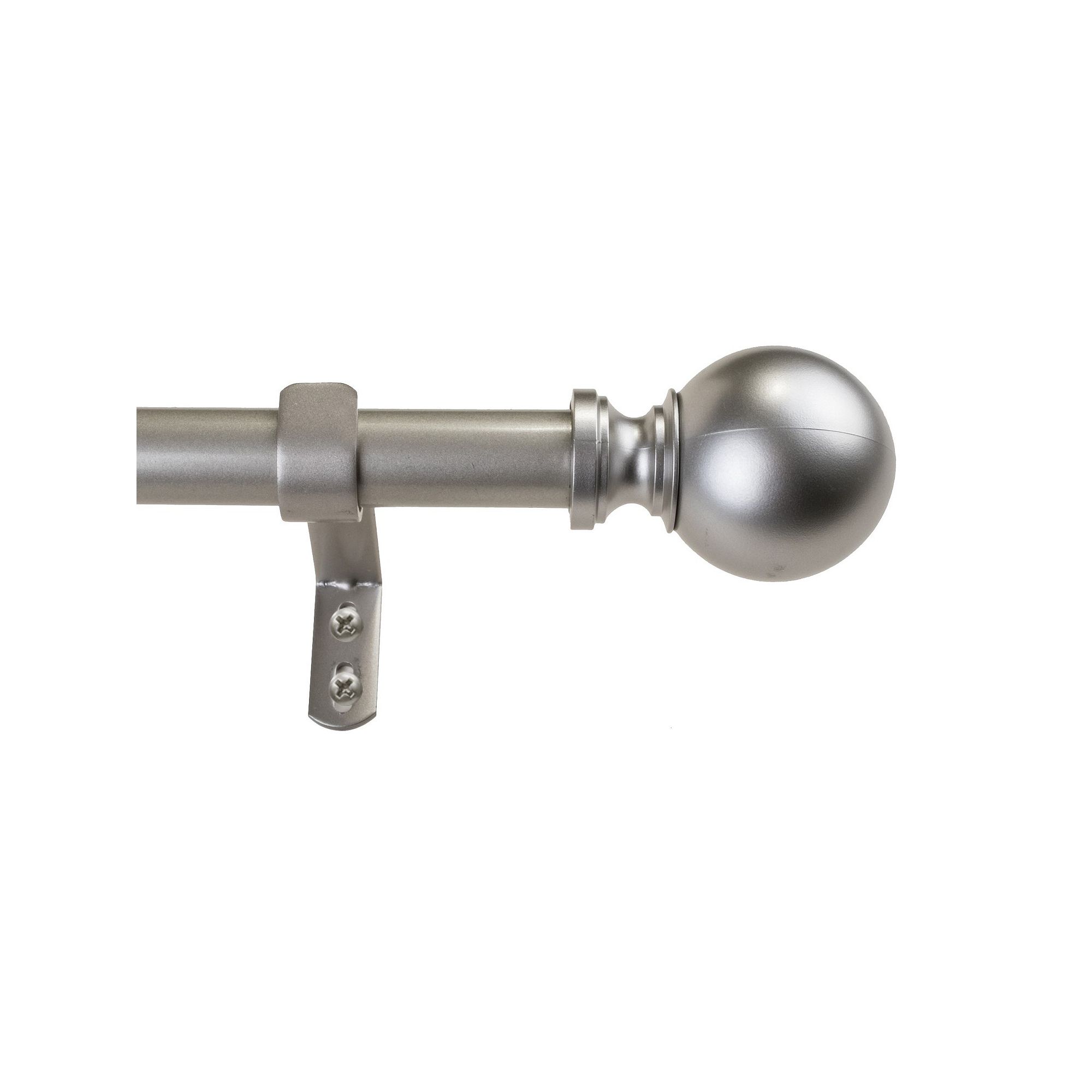 Decopolitan Ball Adjustable 1 Curtain Rod Set, Antique Silver