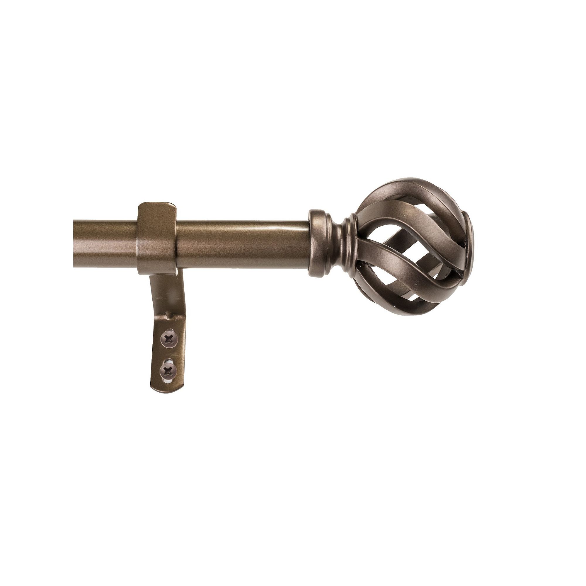 Decopolitan Adjustable 1 Curtain Rod Set, Dark Bronze