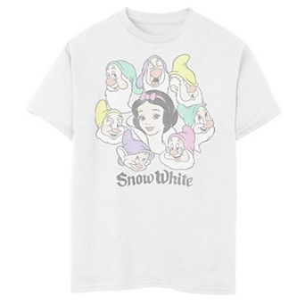 Disney's Snow White Group Shot Boys 6-20 Faded Circle Faces Graphic Tee