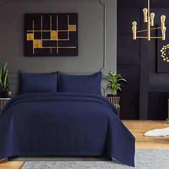 Tribeca Living Naples Oversized Solid Quilt Set with Shams