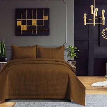 Tribeca Living Naples Oversized Solid Quilt Set with Shams