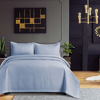 Tribeca Living Naples Oversized Solid Quilt Set with Shams