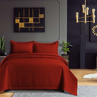 Tribeca Living Naples Oversized Solid Quilt Set with Shams
