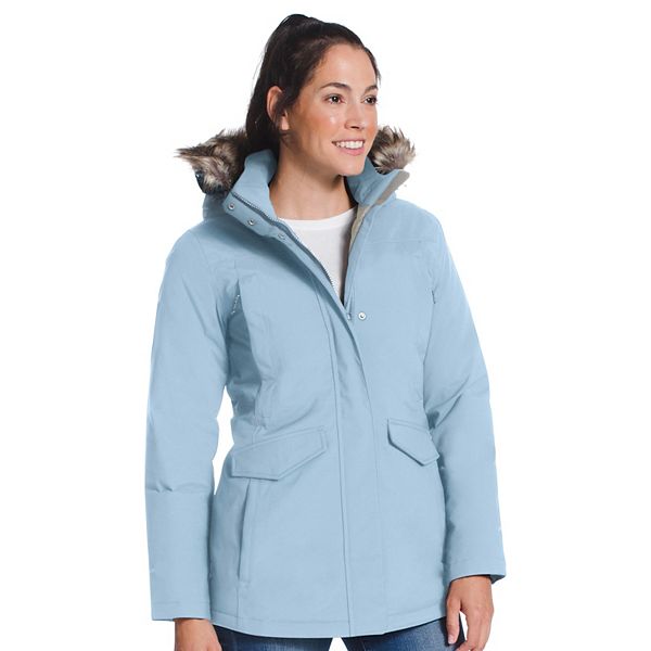 Double Layer Hooded and Padded Coat with Patch Pockets Silver Grey Mid Length 