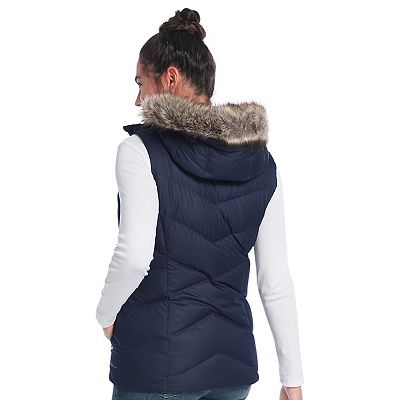 Puffer vest with faux fur hood best sale