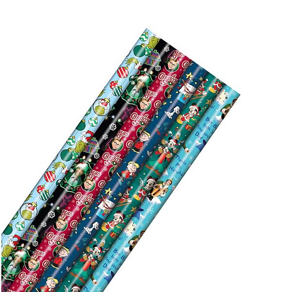 Plusmark Christmas Movie Wrapping Paper with Gridlines Single Roll