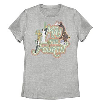 Juniors' Star Wars May The Fourth Be With You Character Collage Tee