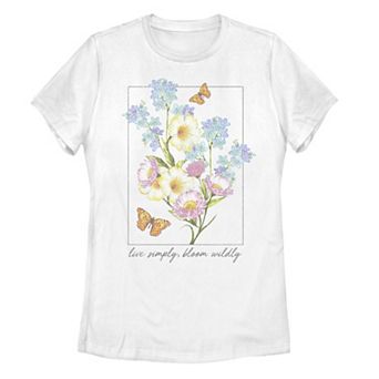 Juniors' "Live Simply, Bloom Wildly" Graphic Tee