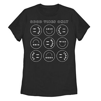 Juniors' Good Vibes Only Smiley Faces Graphic Tee