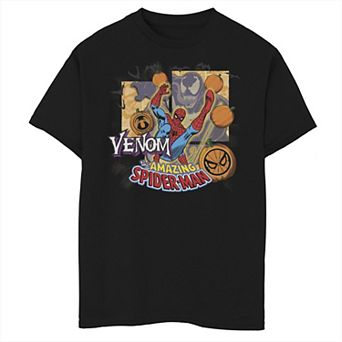 Boys 8-20 Marvel Venom VS Amazing Spider-Man Halloween Collage Graphic Tee