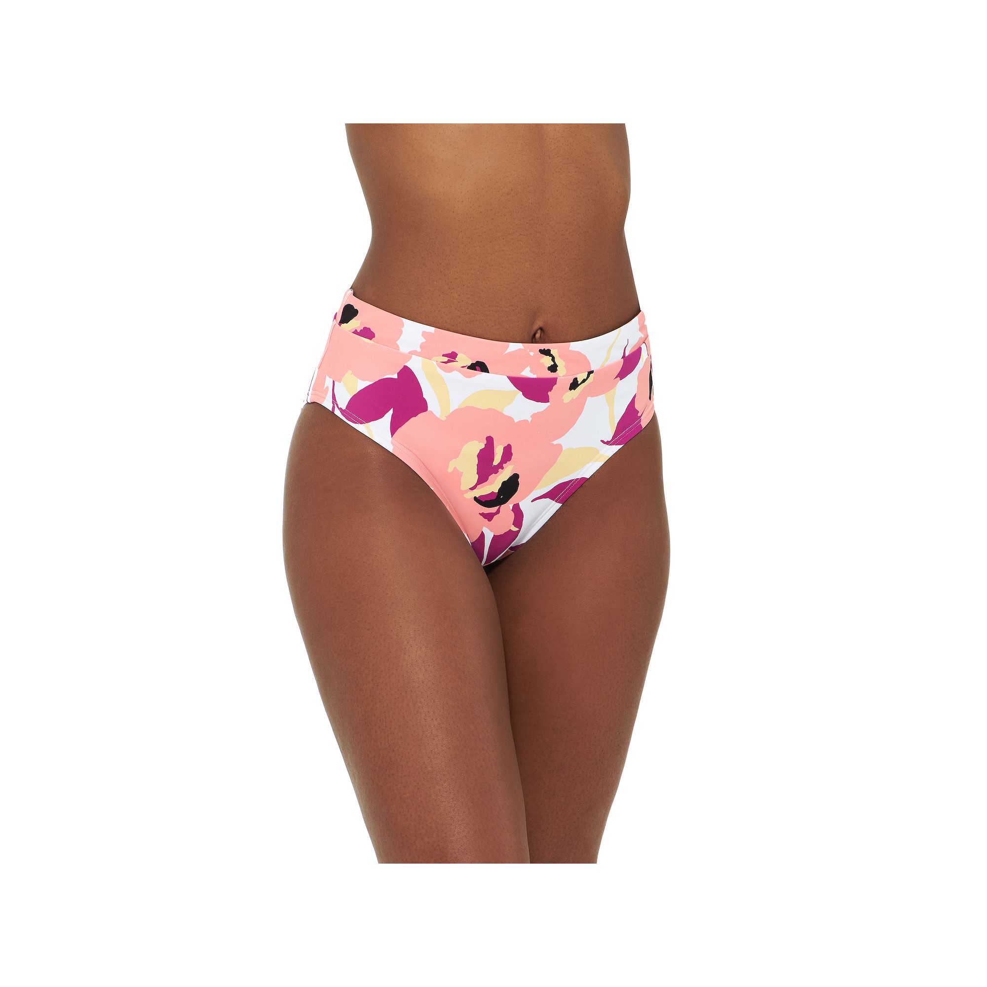 Womens Freshwater Banded High-Waist Swim Bottoms, Size: XS, Sunny Days