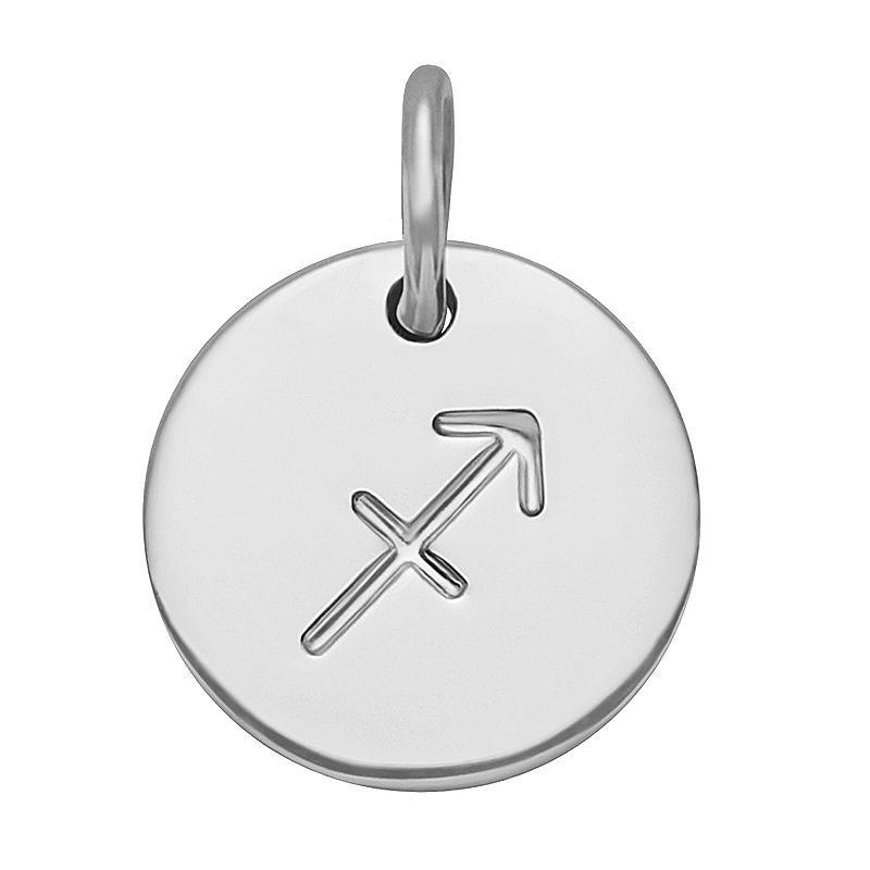 PRIMROSE Sterling Silver Etched Zodiac Disc Charm, Womens