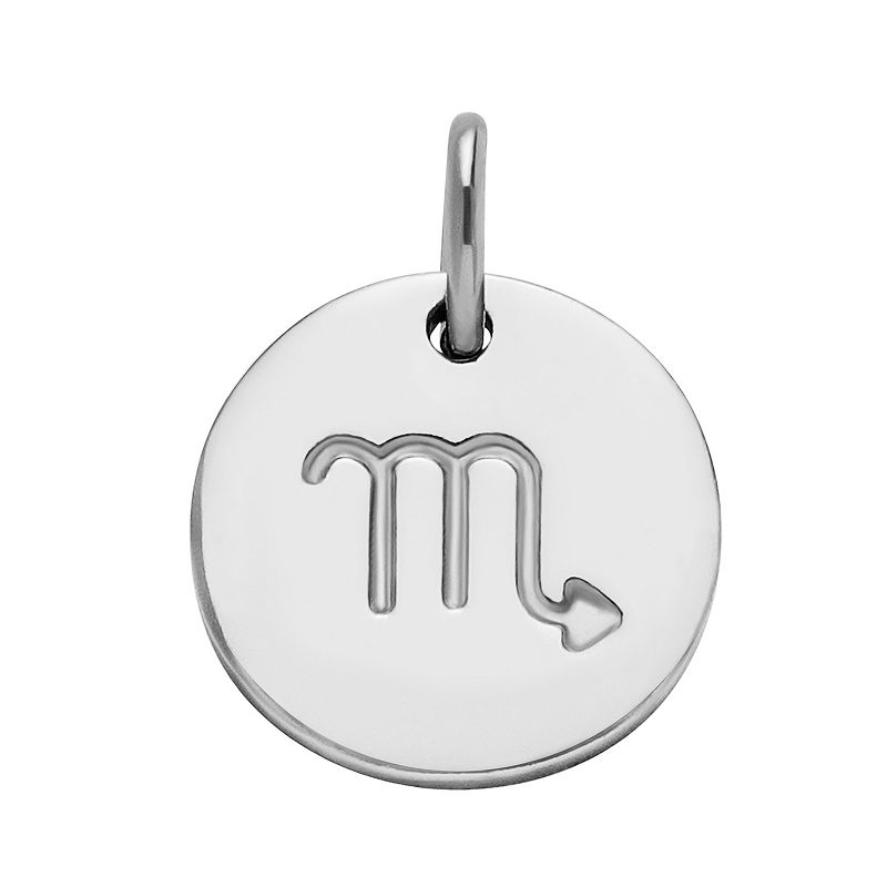 PRIMROSE Sterling Silver Etched Zodiac Disc Charm, Womens