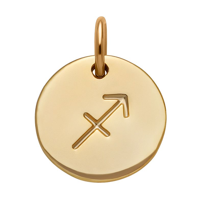 PRIMROSE 18k Gold Over Silver Etched Zodiac Disc Charm, Womens