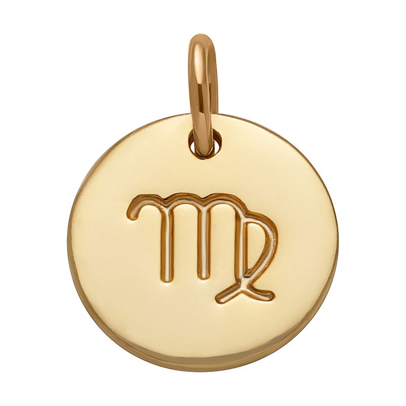PRIMROSE 18k Gold Over Silver Etched Zodiac Disc Charm, Womens