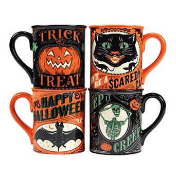 Certified International Scaredy Cat 4 pc Mug Set