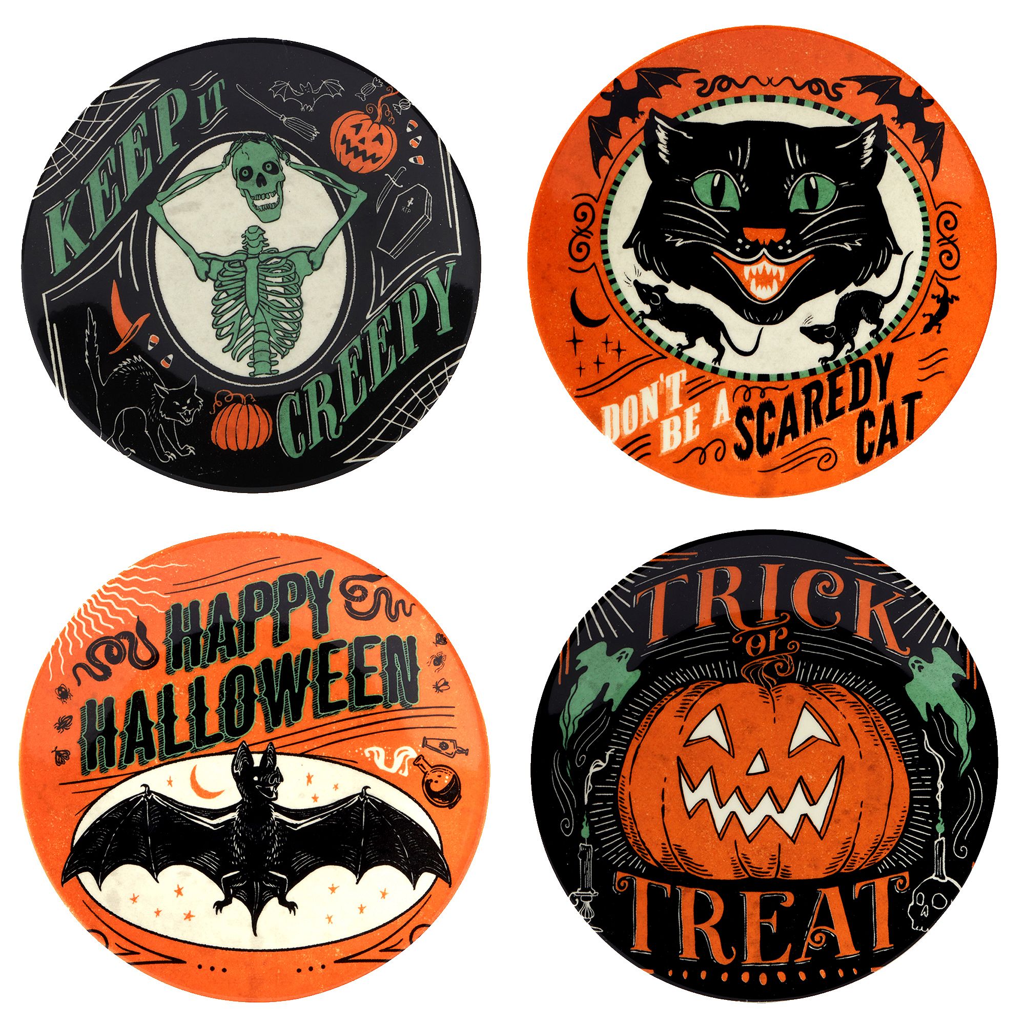 Certified International Scaredy Cat 4-pc. Canape Plate Set, Multi