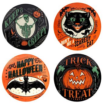Certified International Scaredy Cat 4 pc Canape Plate Set
