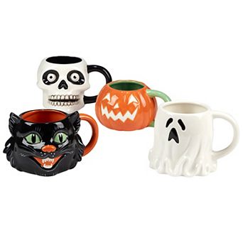 Certified International Scaredy Cat 4 pc 3D Mug Set