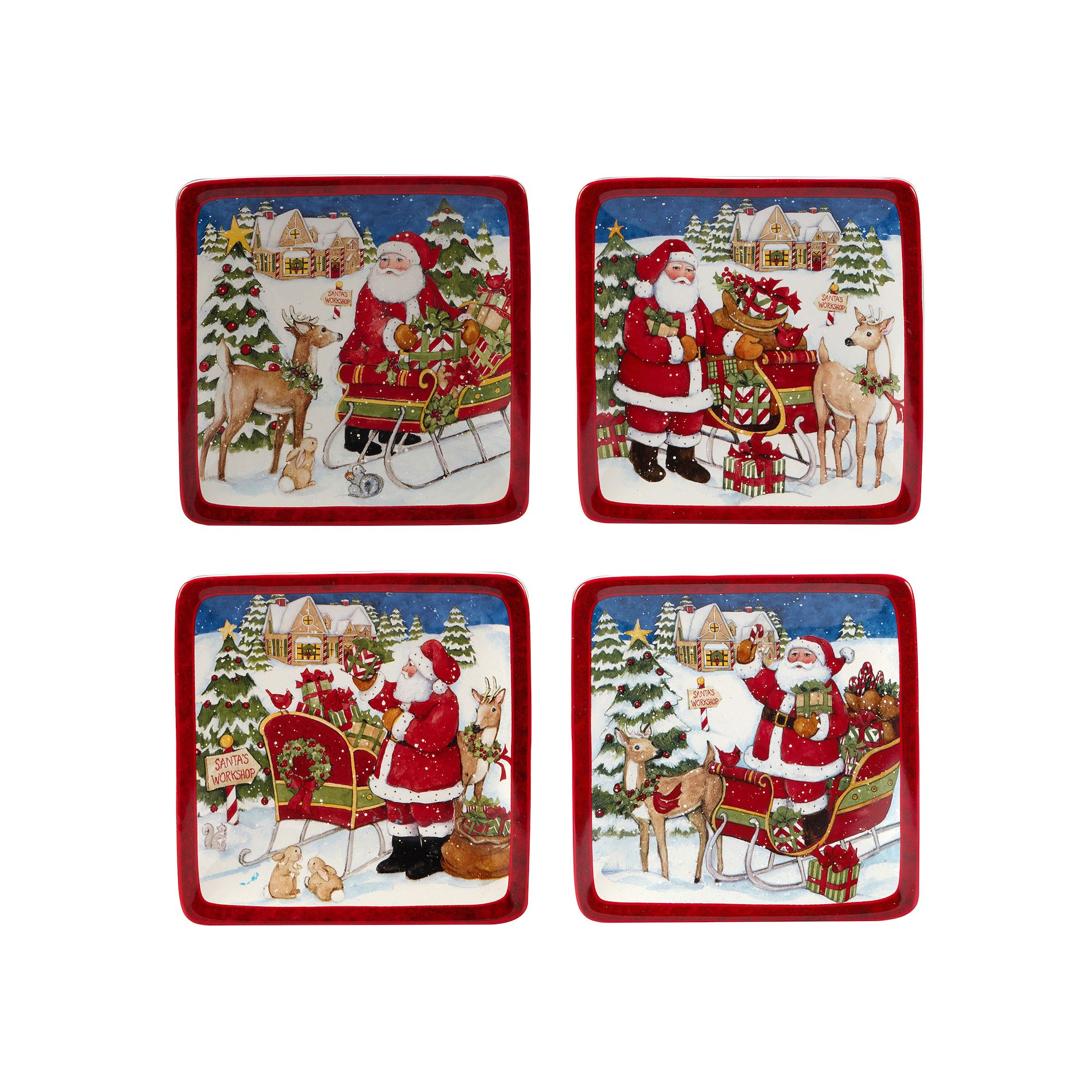 Certified International Santas Workshop 4-pc. Canape Plate Set, Multi