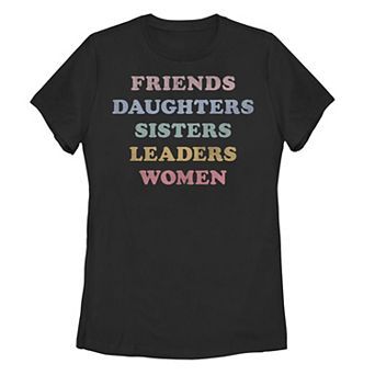 Juniors' "Friends Daughters Sisters Leaders Women" Text Tee