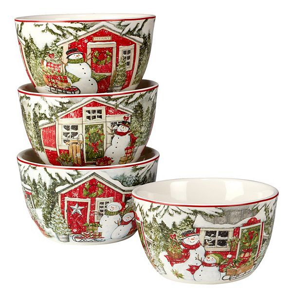 Certified International Snowman's Farmhouse 4pc. Ice Cream Bowl Set