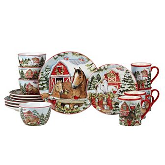 Certified International Homestead Christmas 16 pc Dinnerware Set