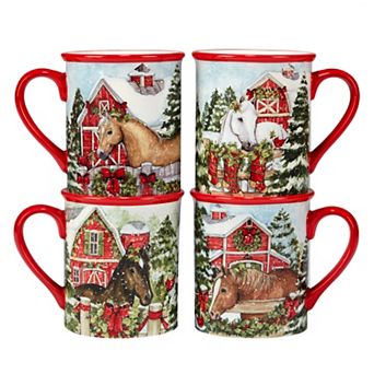 Certified International Homestead Christmas 4 pc Mug Set