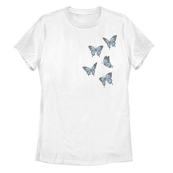 Juniors' Blue Butterflies Tee