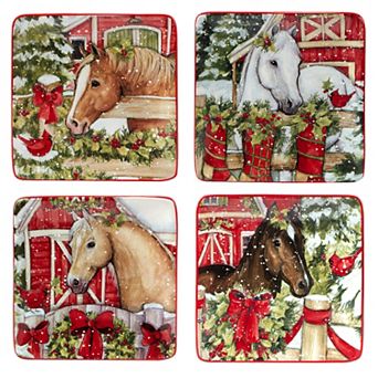 Certified International Homestead Christmas 4 pc Canape Plate Set