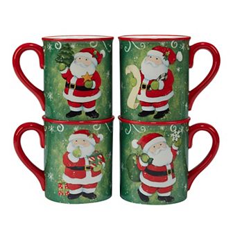 Certified International Holiday Magic Santa 4 pc Mug Set