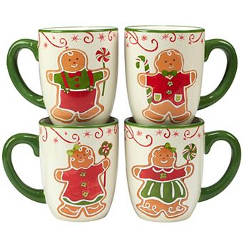 Certified International Holiday Magic Gingerbread 4 pc Mug Set