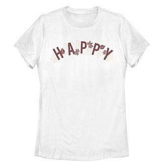 Juniors' Fall Happy Leaf Graphic Tee