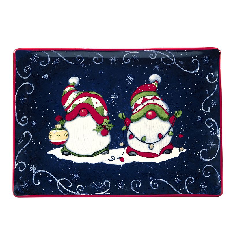 Holiday Magic Gnomes Rectangular Platter, 14" x 10"