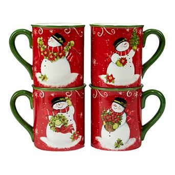 Certified International Holiday Magic Snowman 4 pc Mug Set