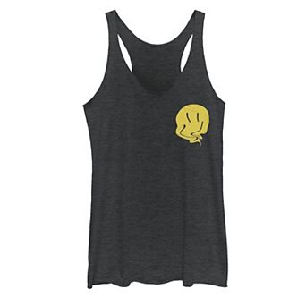 Juniors' Deflated Smiley Face Graphic Tank Top