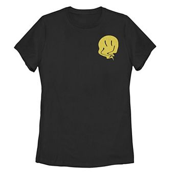 Juniors' Deflated Smiley Face Graphic Tee