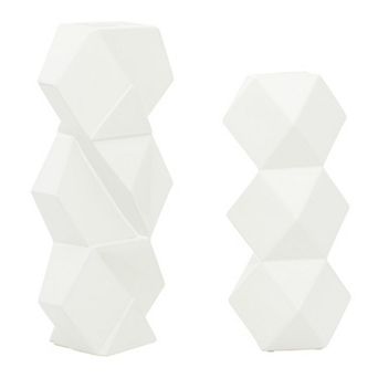 CosmoLiving by Cosmopolitan White Geometric Vase Floor Decor 2 pc Set