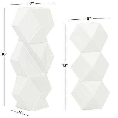 CosmoLiving by Cosmopolitan White Geometric Vase Floor Decor 2-piece Set