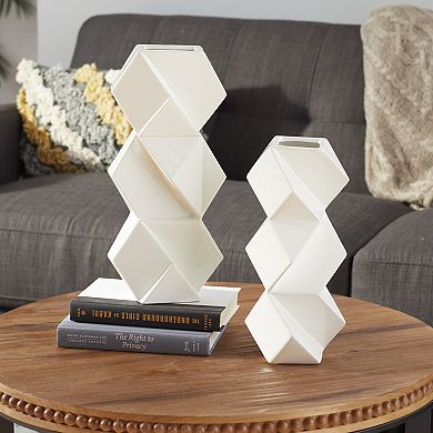 CosmoLiving by Cosmopolitan White Geometric Vase Floor Decor 2-piece Set
