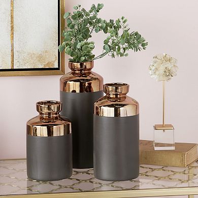 CosmoLiving by Cosmopolitan Metallic Detail Vase Table Decor 3-piece Set