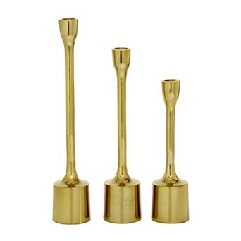 CosmoLiving by Cosmopolitan Gold Finish Taper Candle Holder 3 pc Set