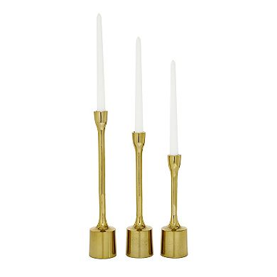 CosmoLiving by Cosmopolitan Gold Finish Taper Candle Holder 3-piece Set