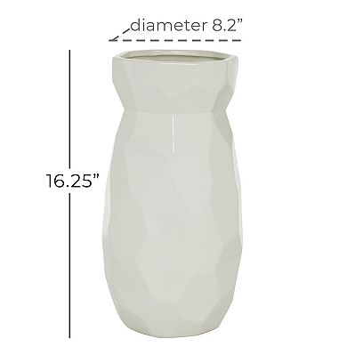 CosmoLiving by Cosmopolitan Faceted White Finish Vase Floor Decor