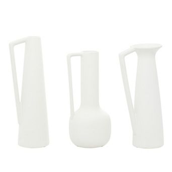 CosmoLiving by Cosmopolitan White Matte Vase Table Decor 3 pc Set