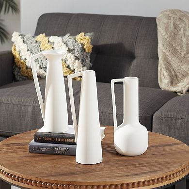 CosmoLiving by Cosmopolitan White Matte Vase Table Decor 3-piece Set