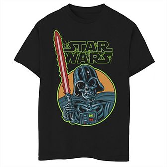 Boys 8-20 Star Wars Vader Skull With Light Saber Graphic Tee