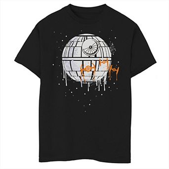 Boys 8-20 Star Wars Death Star Orange Ship Drip Graphic Tee