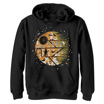 Boys 8-20 Star Wars Death Star With Ghosts Poster Hoodie