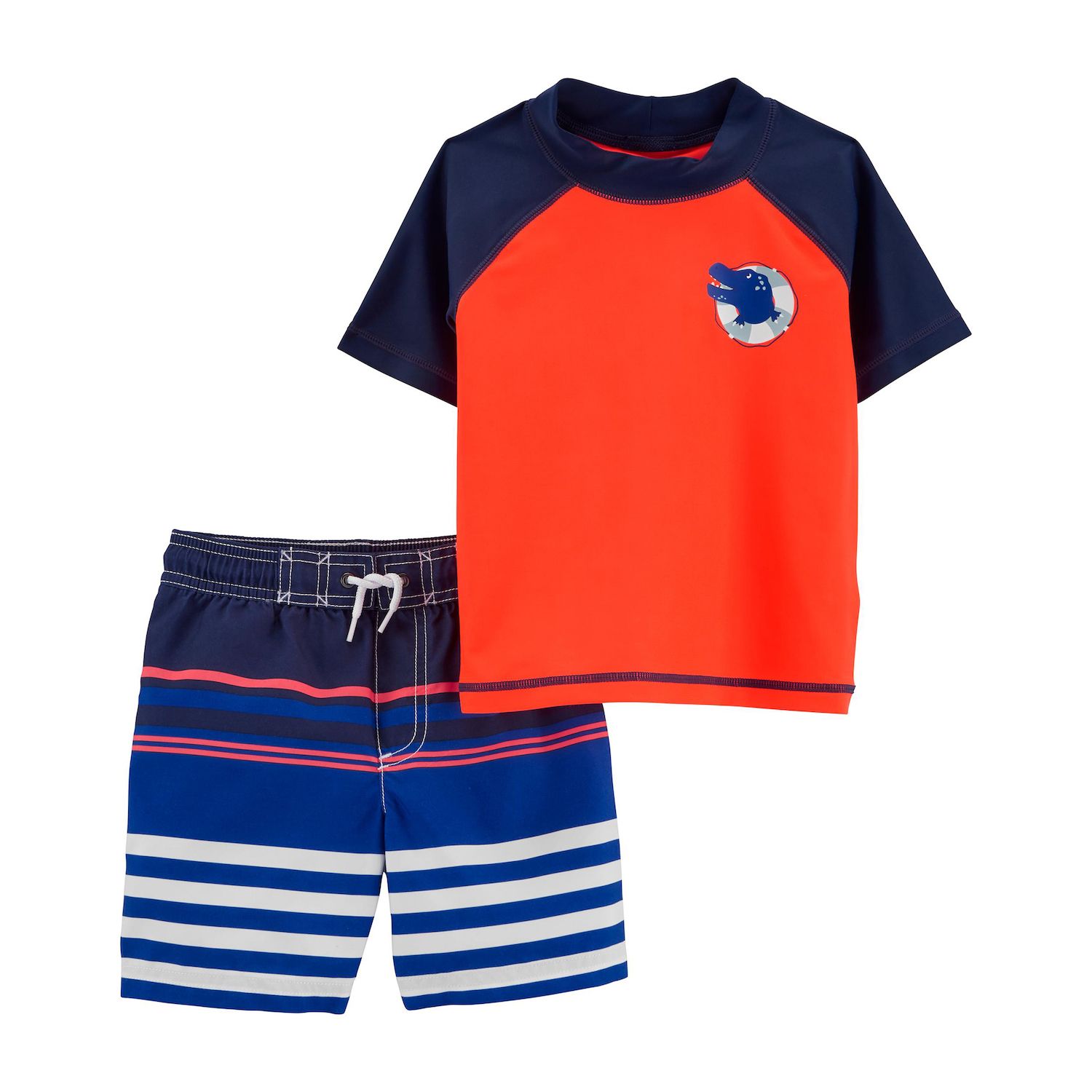 Hotfiary Boys 2-Piece Swim Set - Rash Guard & Board Shorts With UPF 50+ Sun Protection